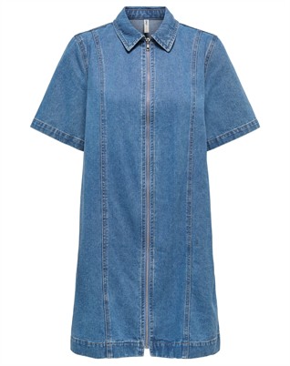 OnlRosenheim Zip Denim Kjole - Light Medium Blue Denim